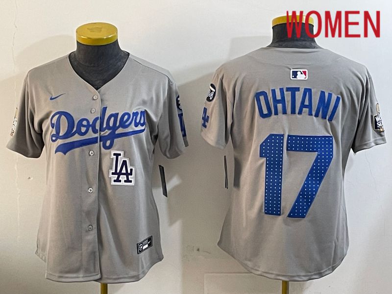 Women Los Angeles Dodgers 17 Ohtani Grey Game 2024 Nike MLB Jersey style 1205